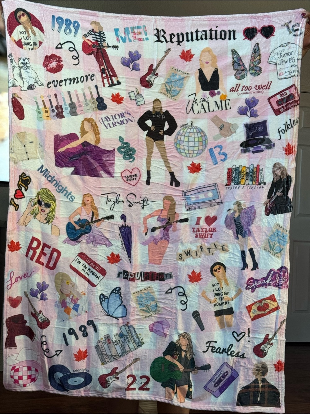 Taylor Swift Pink, Purple & Red Fan Eros Collage Blanket 40x58”